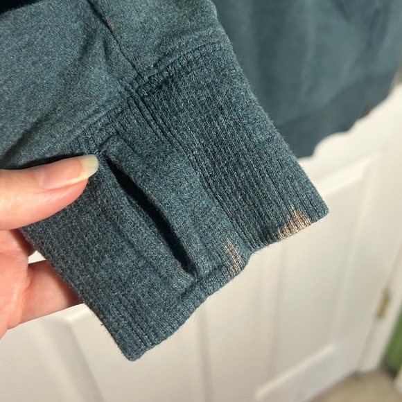 LL Bean Women's Bean's Cozy Camp Hoodie Spruce Heather Crossbars Size XS Teal - Picture 13 of 13